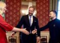 O Norueguês Royals recebe o presidente Zelenskyy durante a visita importante