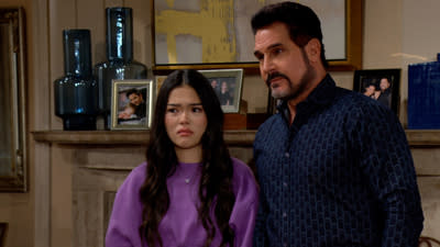Luna (Lisa Yamada) e Bill (Don Diamont) no Bold e no Beautiful.