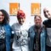 Da esquerda para a direita: Adjenai Worrell, gerente de gravador de grupo de 370 músicas, o artista de rap/hip hop da Roc Nation, Rapsody, Erin Workman, 370 Membro do Conselho do Conselho do Conselho da Faculdade de Música e vice-presidente executivo da LACM e Michael Chrysanthou, membro do 370 Grupo de Música Advisory Advisory Board e gerente de serviços de carreira.
