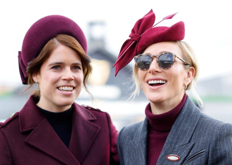 Princesa Eugenie e Zara Tindall Twin na Borgonha na pista de corrida
