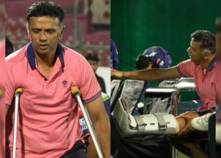 Rahul Dravid machucado chega para o Rajasthan Royals IPL 2025 Camp em muletas. Internet diz: "Nunca visto ..."