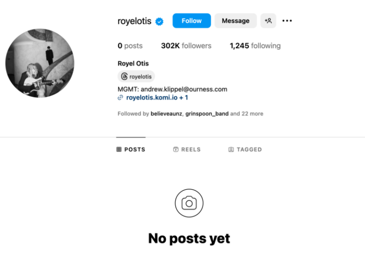 Royel Otis limpou o Instagram. A nova música está recebendo?