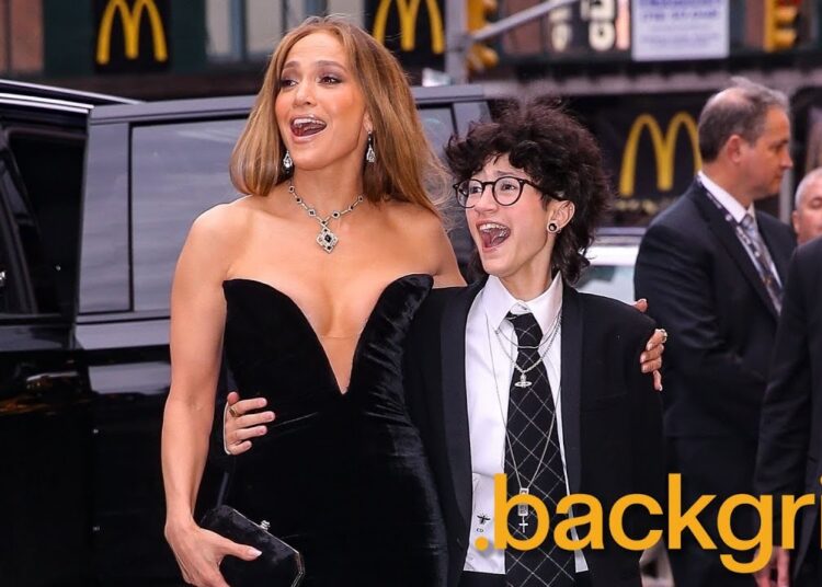 Jennifer Lopez arrives at the opening night of “Good Luck, And Good Night” on Broadway in New York