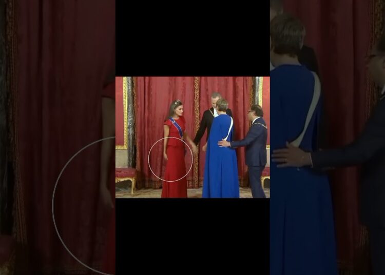 🌀Queen Letizia adjusting her long gown❤️ king Felipe and queen Letizia#royal