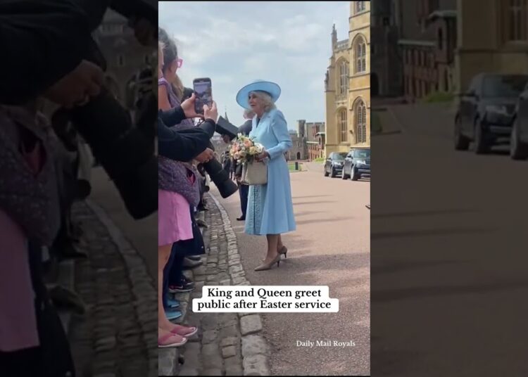 King Charles and Queen Camilla greet public after Easter service
