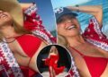 Christie Brinkley mostra biquíni vermelho no Instagram Post