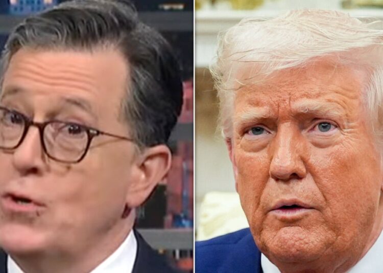 Stephen Colbert esfria o conselho de Tarifas de Trump com uma reviravolta simples de uma palavra