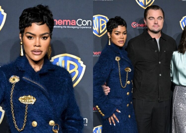 Teyana Taylor usa o casaco mamilo schiaparelli para o CinemaCon 2025