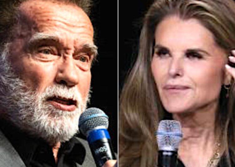Arnold Schwarzenegger Wisecracks sobre a ex-esposa Maria Shriver no evento promocional