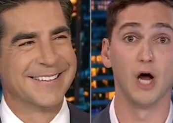 O impressionista Assa Jesse Watters em seu rosto ao vivo na Fox News