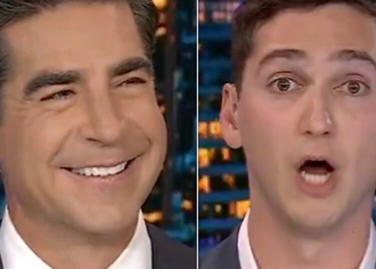 O impressionista Assa Jesse Watters em seu rosto ao vivo na Fox News
