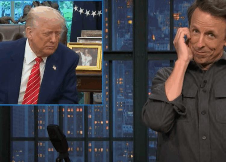 Seth Meyers racha sobre o momento estranho de Trump com o PM do Reino Unido