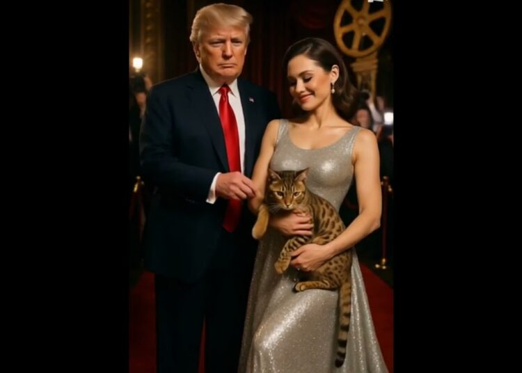 Trump and Star Actress Shine on Glamorous Film Set👩🎤🧝♀️🐱🇺🇸