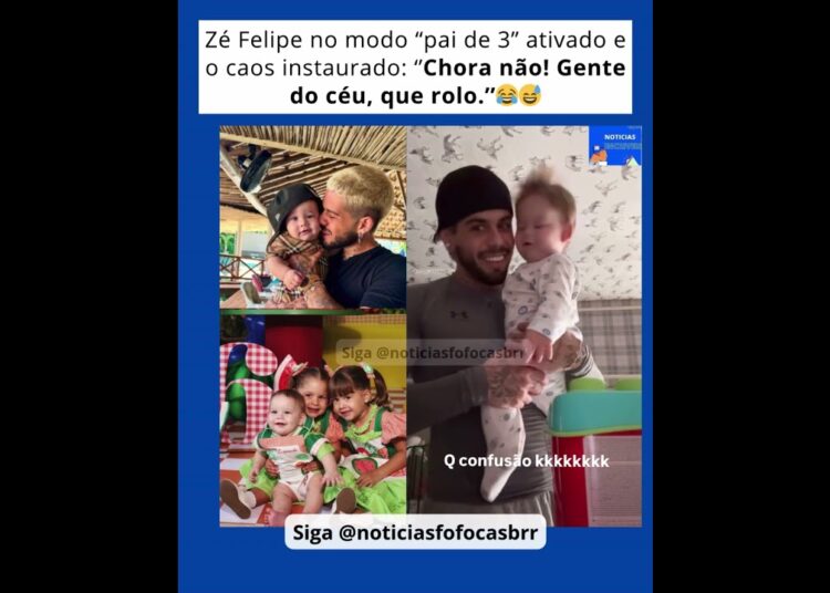 Zé Felipe no modo “pai de 3” ativado e o caos instaurado: ‘’Chora não! Gente do céu, que rolo.’’😂