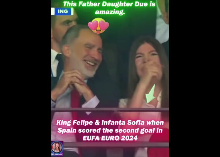 King Felipe & Infanta Sofia when Spain scored the second goal in EUFA EURO 2024