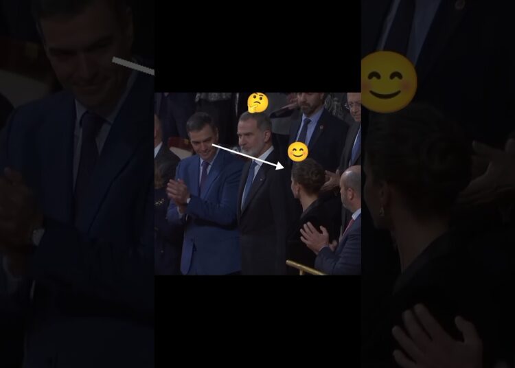 😅 king Felipe reaction when queen Letizia and PM Pedro Sanchez looking eachother ❤️#royal