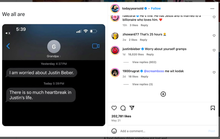 Justin Bieber oferece resposta picante de 4 palavras a fãs especulando sobre seu bem-estar