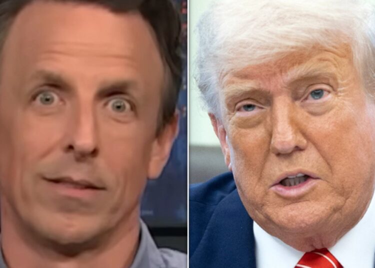 Seth Meyers rasga a visita de 'Les Misérables' de Trump com uma piada de parada