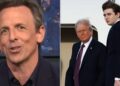 Seth Meyers zomba do relacionamento de Donald Trump com o filho Barron Trump