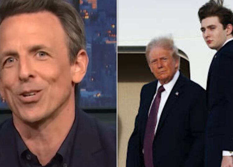Seth Meyers zomba do relacionamento de Donald Trump com o filho Barron Trump