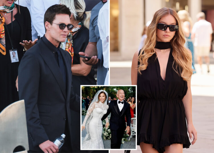 Tom Brady viu 'conversando' Sydney Sweeney no casamento de Jeff Bezos