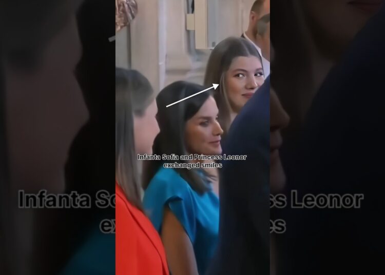 Leonor and Sofia exchange smile when king Felipe…