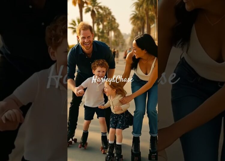 Prince Harry – Son & Daughter Rollerblading#Archie #royal #lilibet #princeharry #love #dad #family