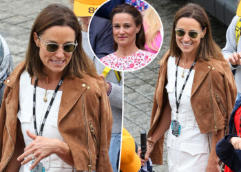 A irmã de Kate Middleton, Pippa Middleton, mostra um novo visual durante a aparição pública rara com o marido
