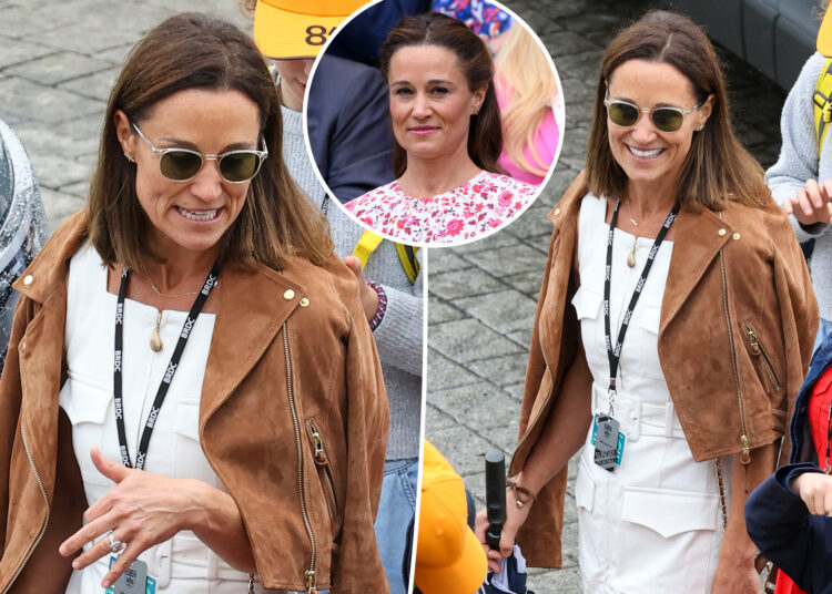 A irmã de Kate Middleton, Pippa Middleton, mostra um novo visual durante a aparição pública rara com o marido