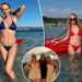 Heather Graham exibe o corpo em vários biquínis durante as férias da Itália