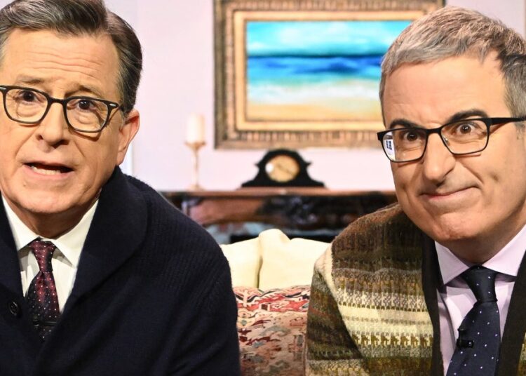 John Oliver provoca o que Stephen Colbert pode fazer nos últimos meses de show