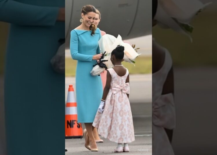 Kate Gift Flowers little black girl and hug #kate #princewilliam #royal #love