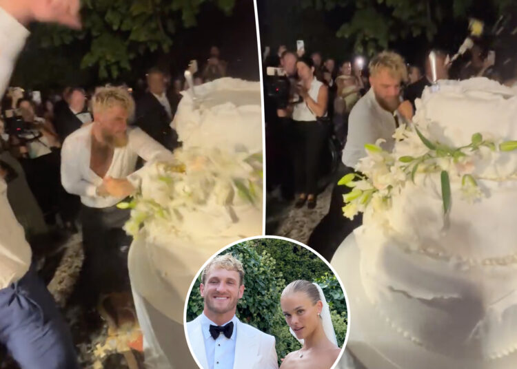 Jake Paul esmaga seu irmão Logan Paul's Bolo de casamento em clipe bizarro