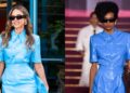 Jessica Alba fica nervosa em Blue Willy Chavarria em 'CBS Mornings'