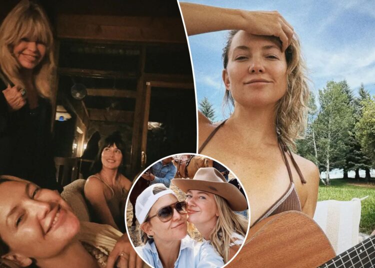 Kate Hudson Rocks Bikini e guitarra em férias em família para o Colorado