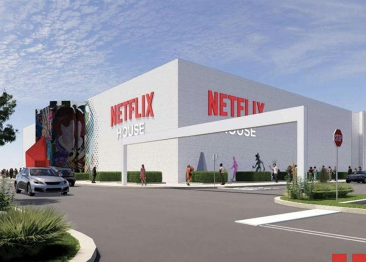 Netflix House, um novo local de entretenimento experimental, sobe com a ajuda de robôs que pintam e acabam drywall