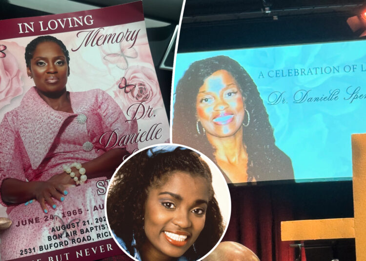 'O que está acontecendo !!' A estrela Danielle Spencer homenageada no funeral privado