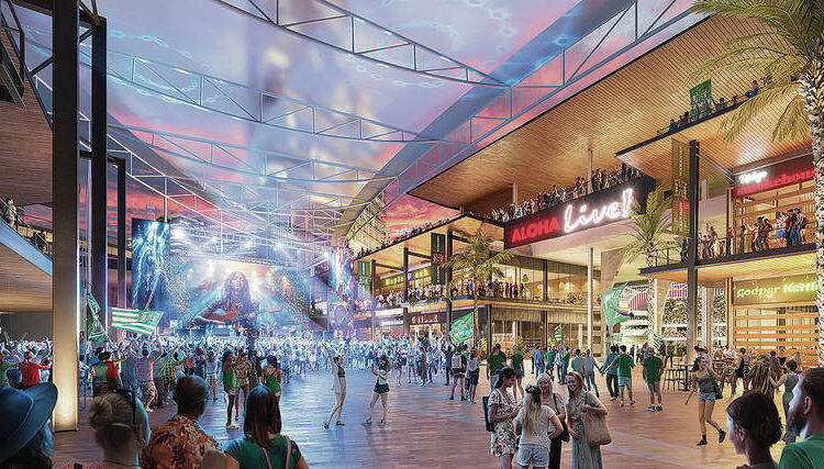 Os parceiros do projeto do estádio ALOHA incluem arena esportiva e profissionais do distrito de entretenimento