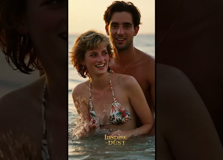 PRINCESS DIANA: Hilarious Beach Ride on Dodi’s Back-V2 ! 😂🌊 #royal #royalfun #love