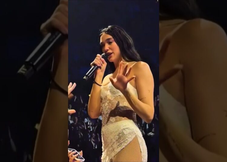 Dualipa with fans while singing “Be The One”during Radical Optimism tour 25 ❤️🤍#live #tour #concert