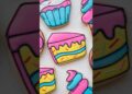 Cake slice cookie decorated like a 2D cartoon with royal icing #cookiedecorating #royalicing