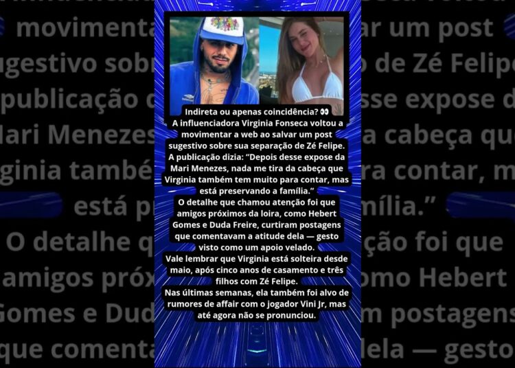 VIRGINIA SALVA POSTAGEM SOBRE SUA SEPARAÇÃO E WEB ESPECULA