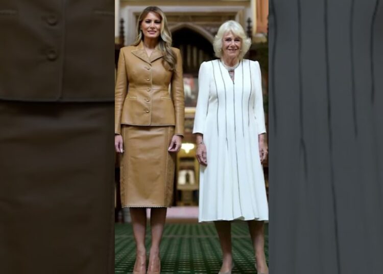 Melania afronta realeza com look de couro e cobra!  #shortsyoutube  #news    #shortsfeed  #shorts
