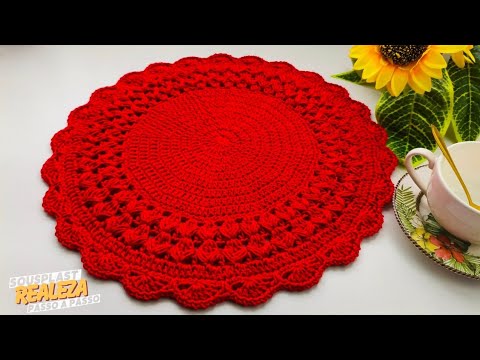 Sousplat Realeza em crochê 🧶 lindo e muito fácil de fazer #crochet #auladecrochê #sousplatemcroche