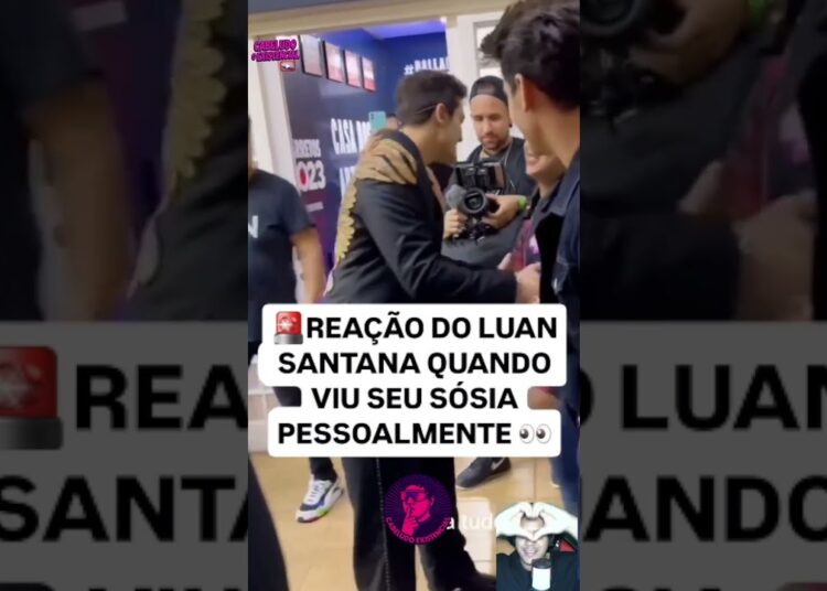 👬😂 reação do Luan santana ao ver seu sósia pessoalmente 👀🔥 #shorts #luansantana #sosia #famosos