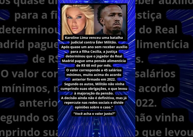 KAROLINE LIMA CONSEGUE PENSÃO DE R$ 68 MIL