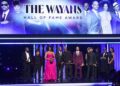 Craig Wayans, da esquerda, Chaunté Wayans, Kim Wayans, Marlon Wayans, Damon Wayans Sr., Damon Wayans Jr. e Damien Dante Wayans