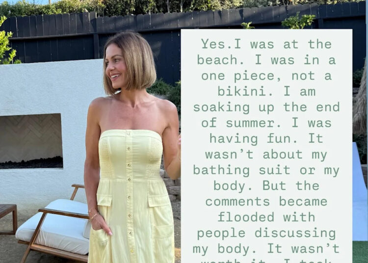 Candace Cameron Bure admite excluir a foto do maiô depois de ter envergonhado o corpo: 'Não vale a pena'