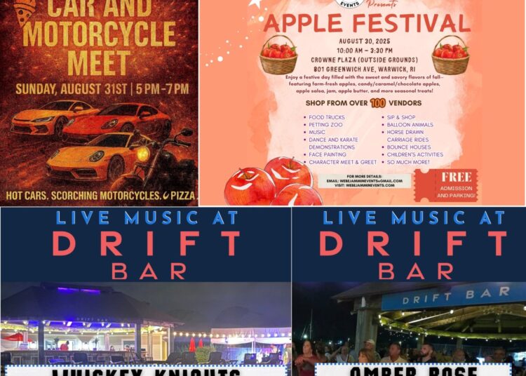 Eventos de fim de semana de Warwick 29 de agosto: Maçãs, carros