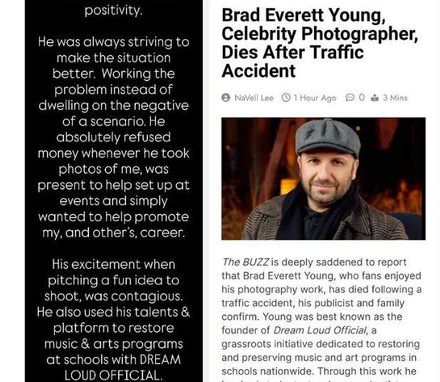 O ator de anatomia de Gray, Brad Everett Young, morre com 46 anos em acidente de carro após a viagem ao cinema